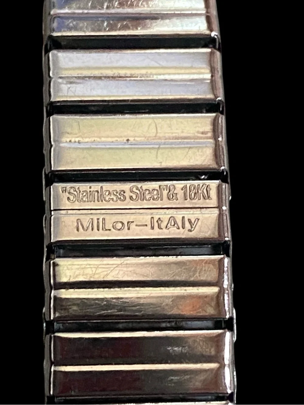 Vintage Milor stainless steel & 18k yellow gold stretch flex unisex bracelet